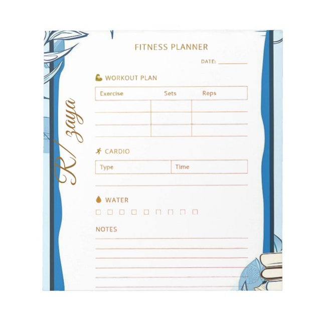 Bloc De Notas Classic gold pastel cute blue fittness Planner  (Frente)