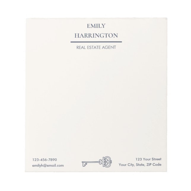 Bloc De Notas Classic Key Gray Real Estate Agent (Frente)