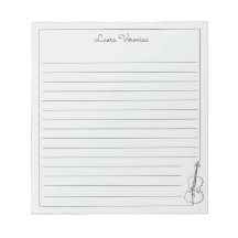 Classic Modern Violin Cello Name Lined Notepad