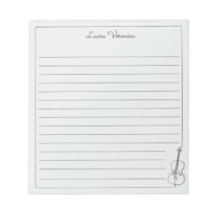Bloc De Notas Classic Modern Violin Cello Name Lined Notepad