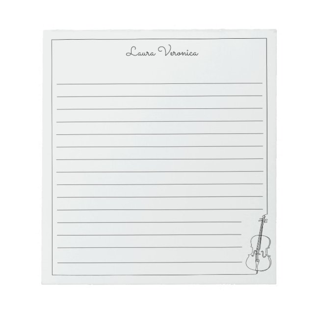 Bloc De Notas Classic Modern Violin Cello Name Lined Notepad (Frente)