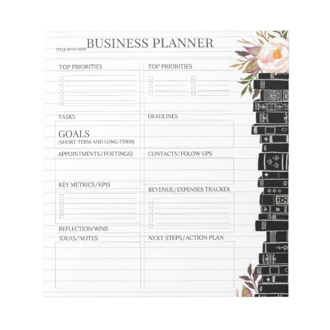 Bloc De Notas Classic White and Black business planner  Notepad (Frente)