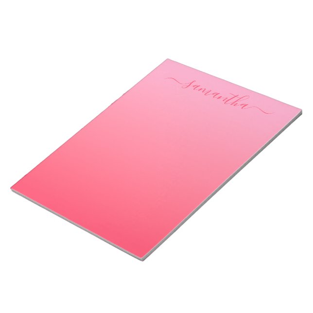 Bloc De Notas Clavel Fuchsia Rosa Gradiente Femenino Firma (Lado Derecho)