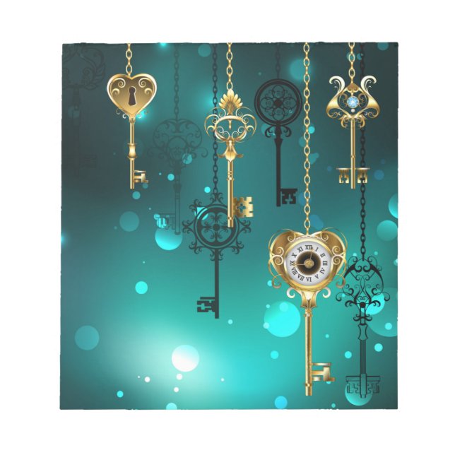 Bloc De Notas Claves de esqueleto antiguas sobre fondo verde (Frente)