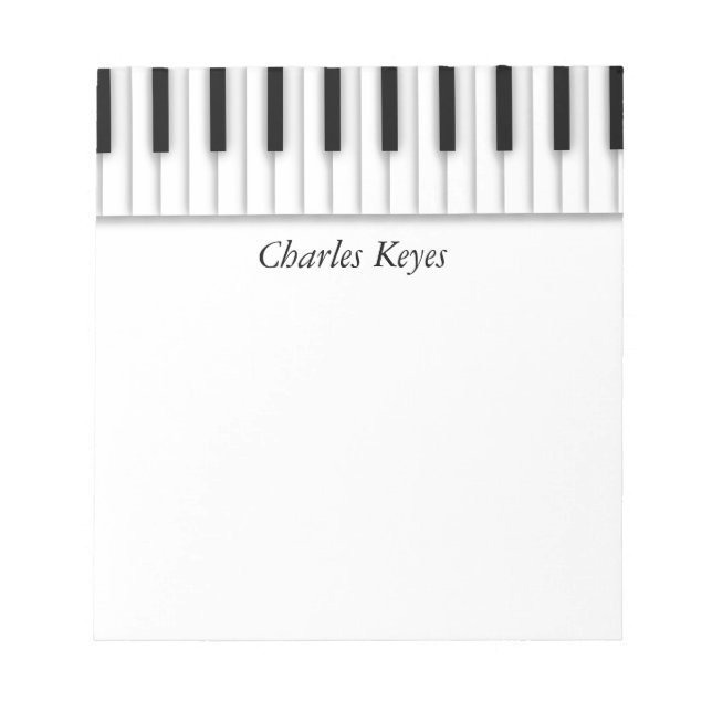 Bloc De Notas Claves de piano de música blanco negro (Frente)
