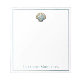 Bloc De Notas Coastal Blue Scallop Seashell Personalized