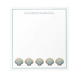 Bloc De Notas Coastal Blue Scallop Seashells Personalized