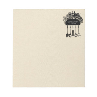 Bloc De Notas Cocina Retro personalizada de crema negra