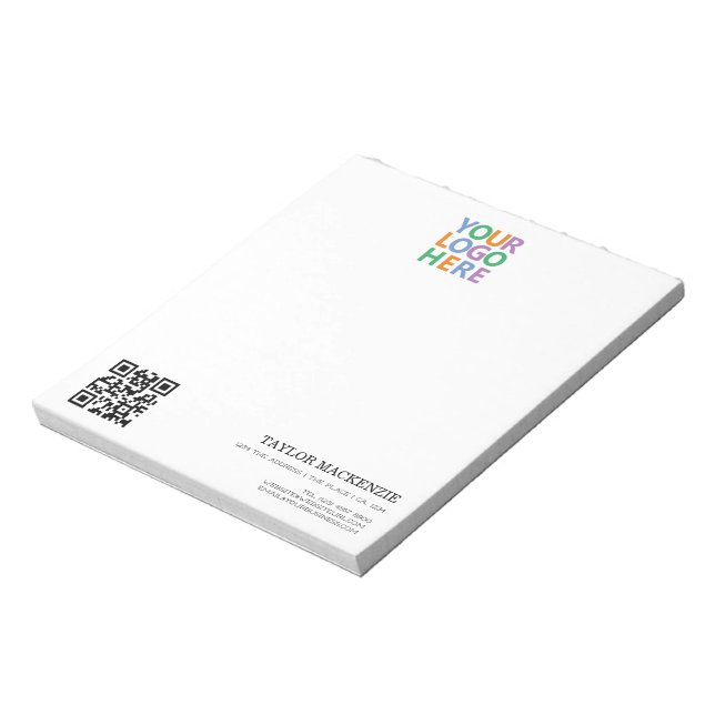 Bloc De Notas Código QR personalizado y logo de negocio (Lado Izquierdo)