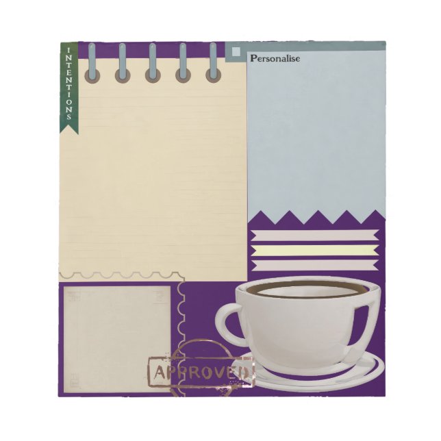 Bloc De Notas Coffee Teacup Diary Notes Personal ScrapbookPaper (Frente)