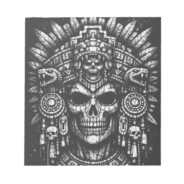 Bloc De Notas Cofia de cráneo azteca de BurnsInHell (Frente)