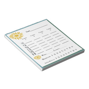 Bloc De Notas cojín de la cuenta del bunco - girasoles