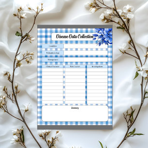 Bloc De Notas Colección de datos de enfermedad de Gingham floral