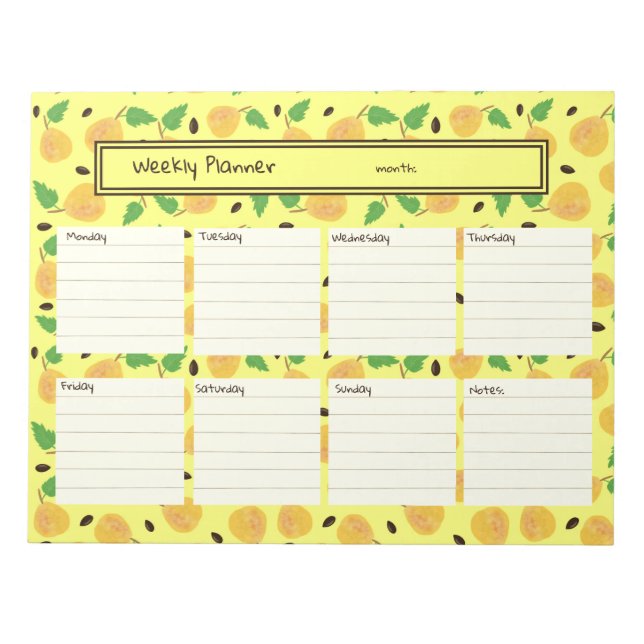 Bloc De Notas Colección Peras Doradas Planificador Amarillo Bril (Frente)