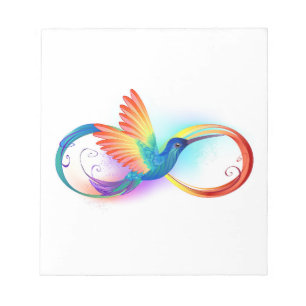 Bloc De Notas Colibrí arcoiris con símbolo Infinity