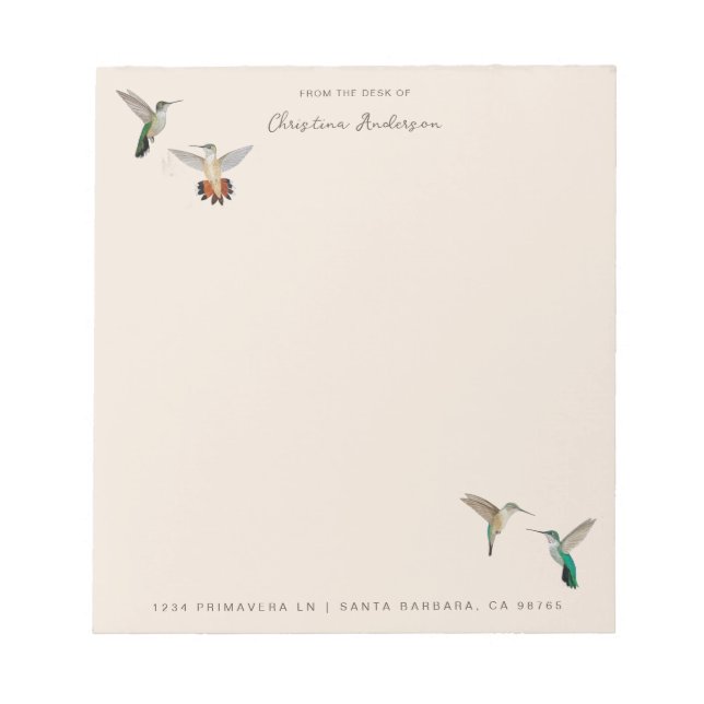 Bloc De Notas Colibríes de California (Frente)