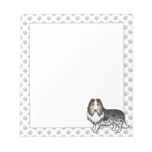Bloc De Notas Collie Áspero Blue Merle Perro de Dibujos Animados