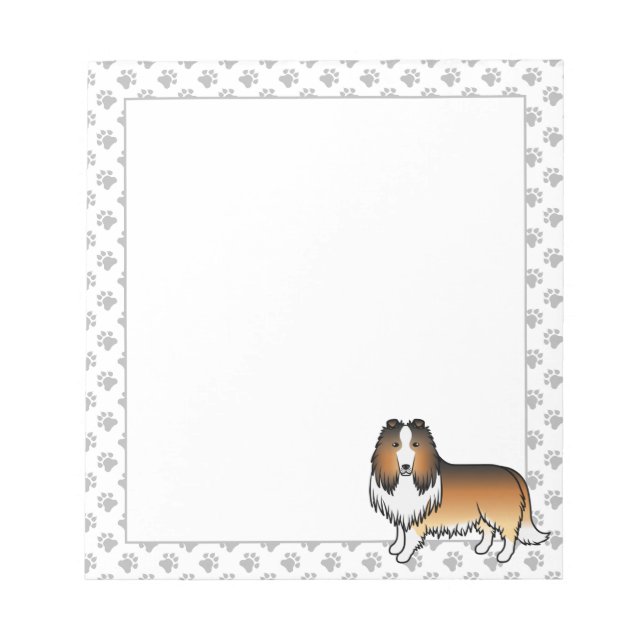 Bloc De Notas Collie Áspero Sable Perro De Dibujos Animados Lind (Frente)
