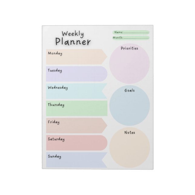 Bloc De Notas Coloful Weekly Planner Circles Notepad (Lado Izquierdo)