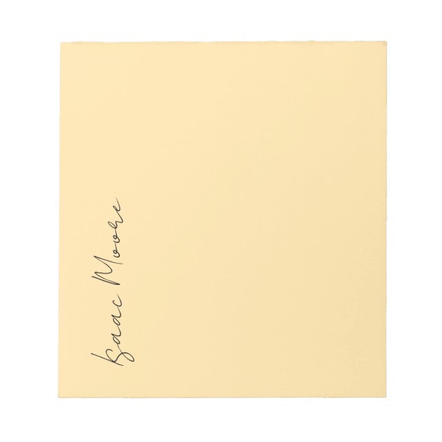 Bloc De Notas Color beige nombre de caligrafía de guión elegante (Frente)