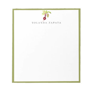 Bloc De Notas Color de agua remolacha verde enmarcado