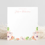 Bloc De Notas Color de agua rosa Floral Boho personalizado<br><div class="desc">Crea tu propio bloc de notas floral de color rosa con tu nombre personalizado.</div>
