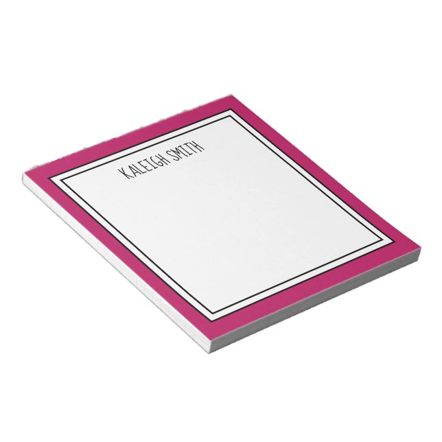 Bloc De Notas Color editable rosa brillante blanco personalizado (Lado Derecho)