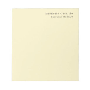Bloc De Notas Color Pastel Crema Nombre Plano Minimalista Modern