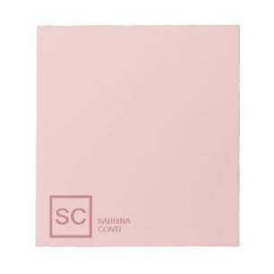 Bloc De Notas Color rosa oro nombre monograma profesional simple