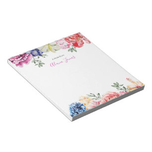 Bloc De Notas Coloración de agua floral y coloreada personalizad