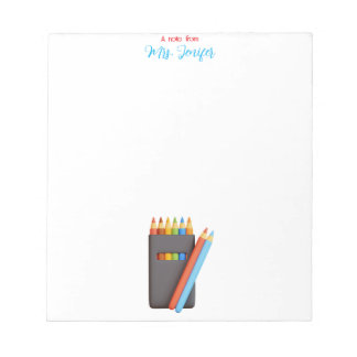 Bloc De Notas Colored Pencil Palette Kindergarten Teacher Notepa