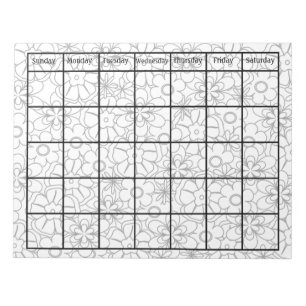 Bloc De Notas Coloréeme calendario en blanco floral enrrollado