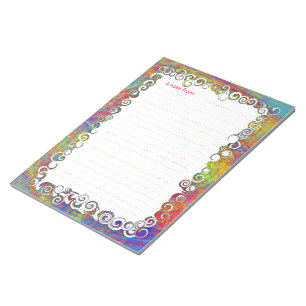 Bloc De Notas Colorful Abstract Art Waves Custom Lined Notepad