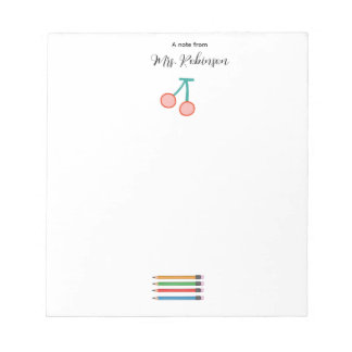 Bloc De Notas Colorful Crayons Strawberries Kindergarden Teacher
