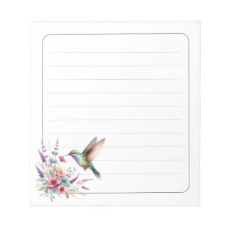 Bloc De Notas Colorful Hummingbird Floral Lined Writing