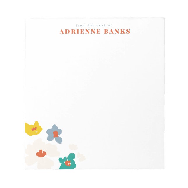 Bloc De Notas Colorful Modern Floral Personal Stationery Note (Frente)