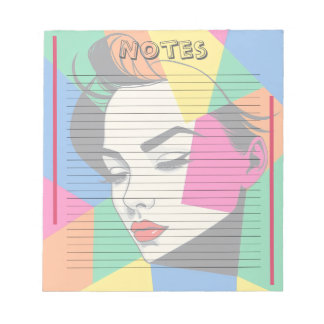 Bloc De Notas Colorful Modern Pop Art Woman Lined Notepad
