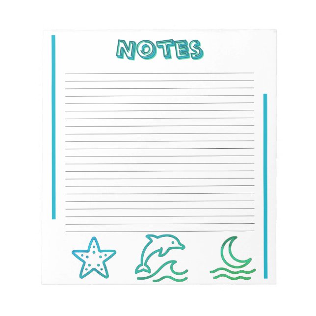 Bloc De Notas Colorful Ocean Life Lined Notepad (Frente)