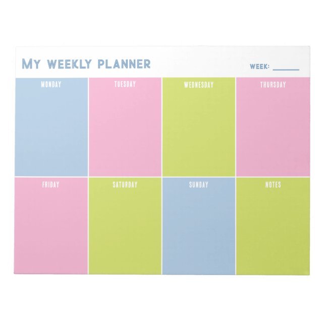 Bloc De Notas Colorful Pastel Custom Weekly Planner (Frente)