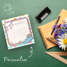 Bloc De Notas Colorful personalizado Una Nota Del Cute Teacher N