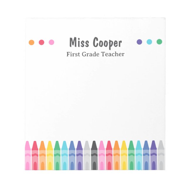 Bloc De Notas Colorful Teacher Appreciation Job Title Notepad (Frente)