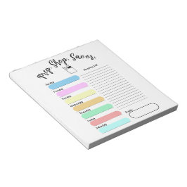 Bloc De Notas Colorful Weekly Meal Plan Notepad
