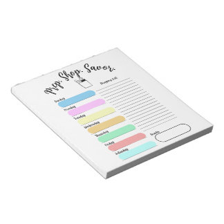 Bloc De Notas Colorful Weekly Meal Plan Notepad