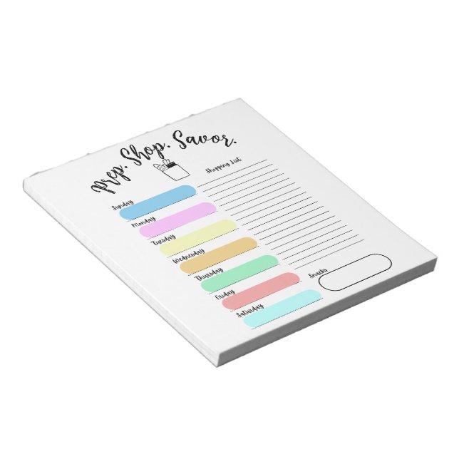 Bloc De Notas Colorful Weekly Meal Plan Notepad (Lado Derecho)