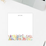 Bloc De Notas Colorida acuarela Flor silvestre Personalizar flor<br><div class="desc">Al final de este cuaderno se encuentra un bonito borde de color acuático de flores silvestres primaverales. En la parte superior,  la tipografía moderna se puede personalizar con el nombre o el texto elegido.</div>