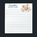 Bloc De Notas Colorida acuarela Pollo Arte Popular Hacer Lista<br><div class="desc">Un lindo boletín personalizado para hacer una lista con una colorida acuarela de pollo de arte folclórico. Qué lindo por priorizar tus tareas. Diseñado para ti por Blackberry Boulevard.</div>