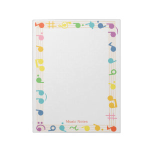 Bloc De Notas Colorida Nota Musical Frame Cute Diversión