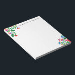 Bloc De Notas Colorido nombre personalizado de bordado mexicano<br><div class="desc">Un colorido motivo de flores inspirado en el bordado de artesanos nativos mexicanos y tu nombre en un estilo elegante hacen de este bloc de notas personalizado una elección fácil para alojarse en un escritorio bien diseñado.</div>
