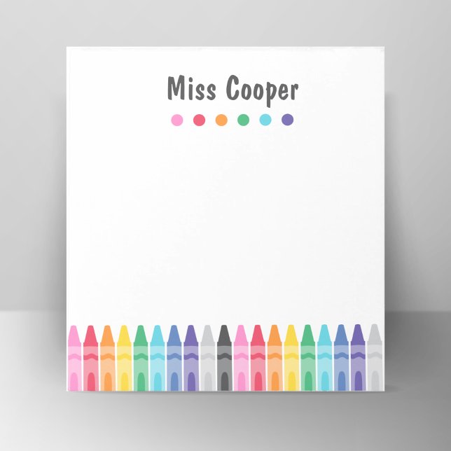 Bloc de notas colorido para agradecimiento a maest (Rainbow Crayons Preschool Teacher Notepad)