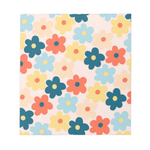 Bloc De Notas Colorido patrón de flor hippie retro